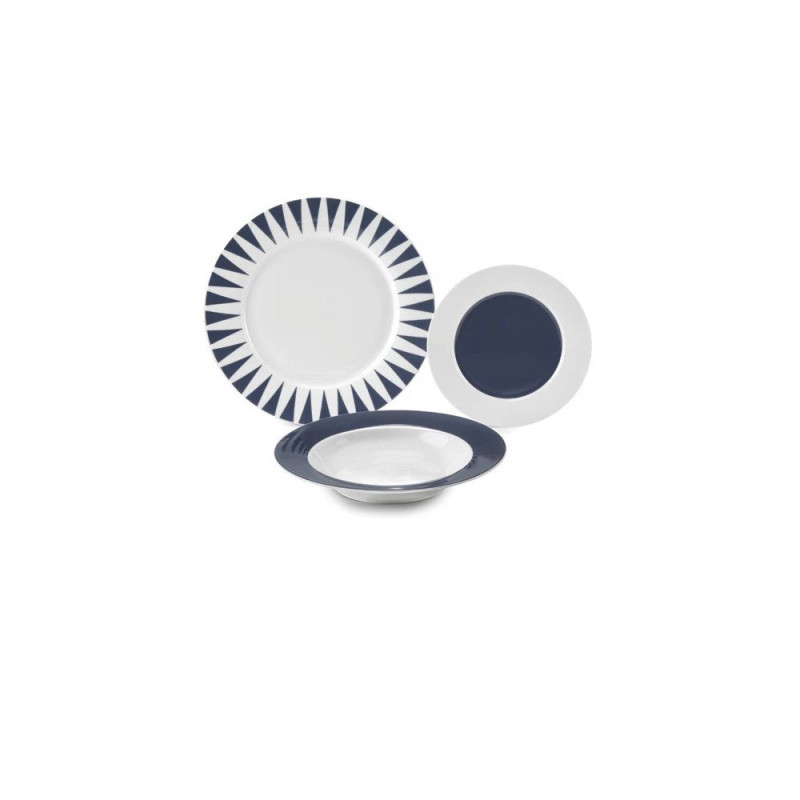 SET TAVOLA 18 PEZZI GEOMETRIC BLU
