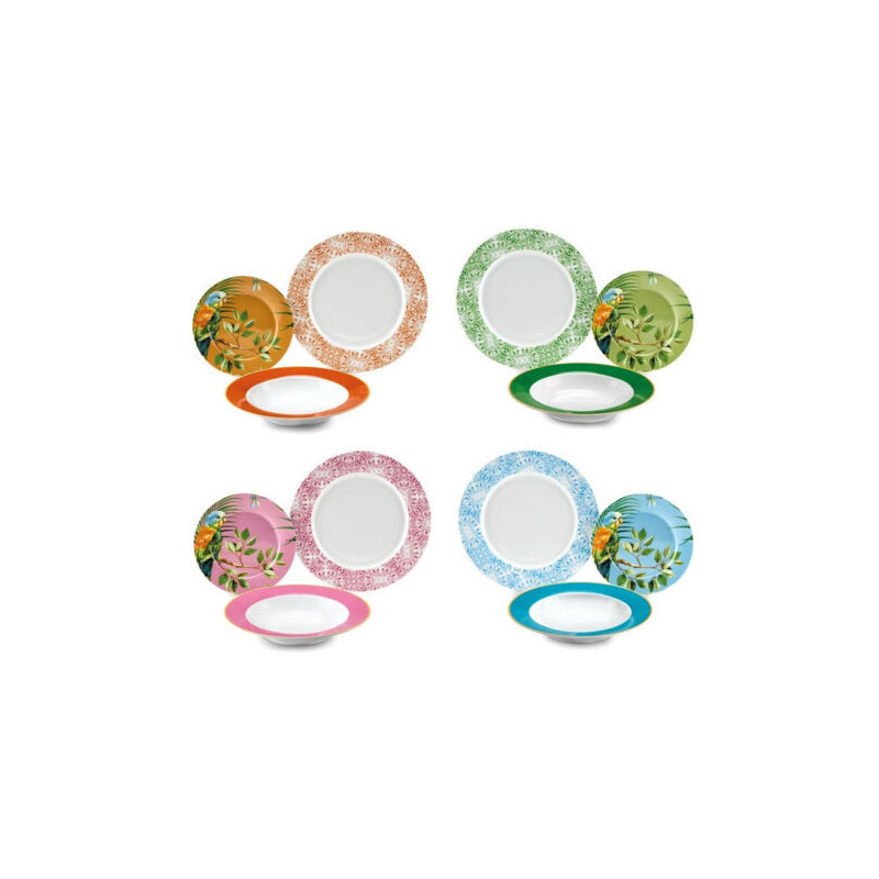 SET TAVOLA 12 PEZZI PARROT FADE